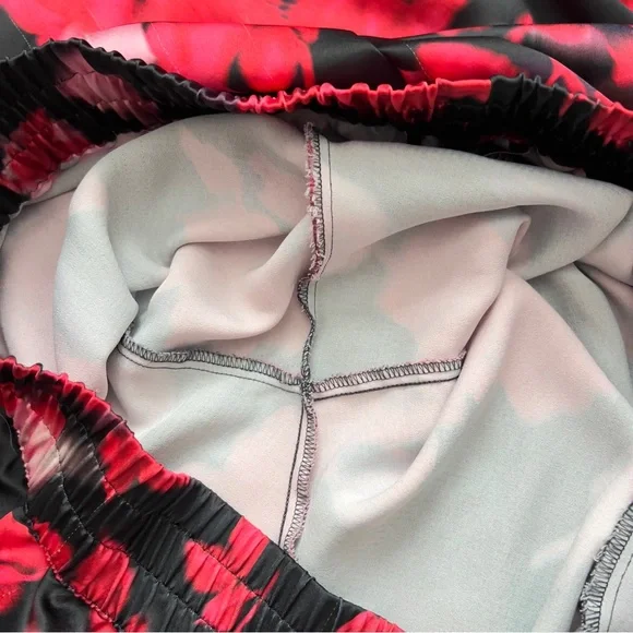 Victoria’s Secret Black Red Floral Satin Wide-Leg Pajama Pants Women’s Size XL - Picture 14 of 14